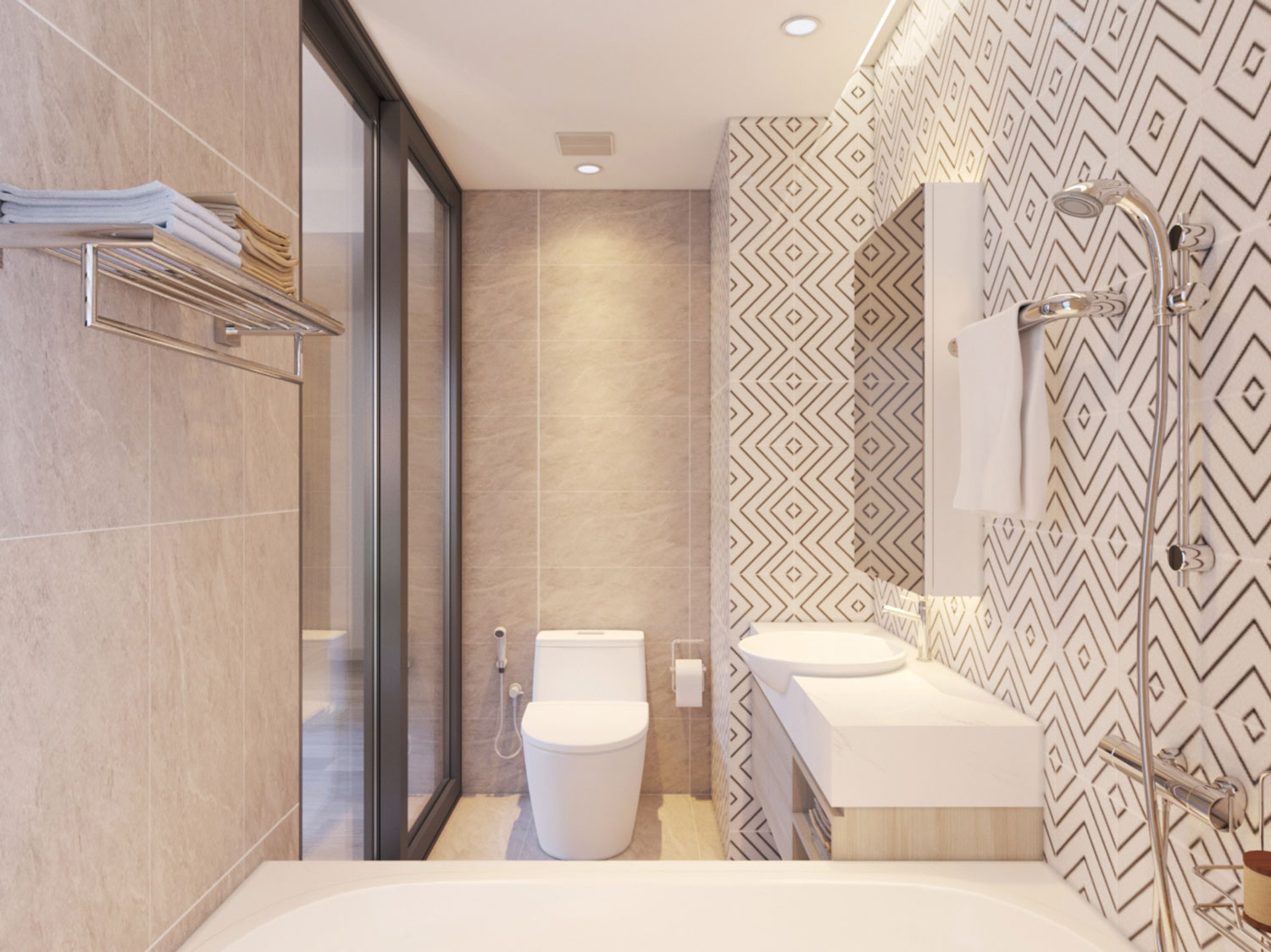 Thiết kế nội thất phòng vệ sinh biệt thự Splendora An KHánh Hà Nội