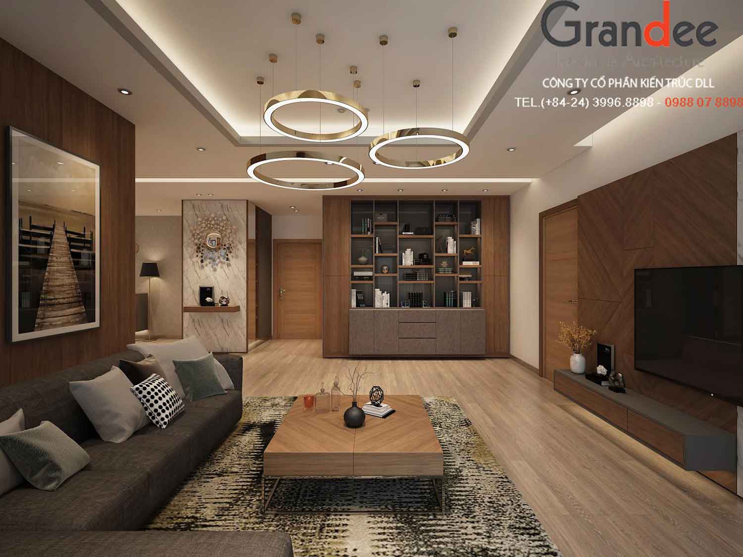Thiết kế nội thất phòng khách chung cư Dream Land Bonanza Duy Tân